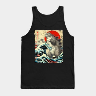 Catzilla Cat Japanese Art Funny Tank Top